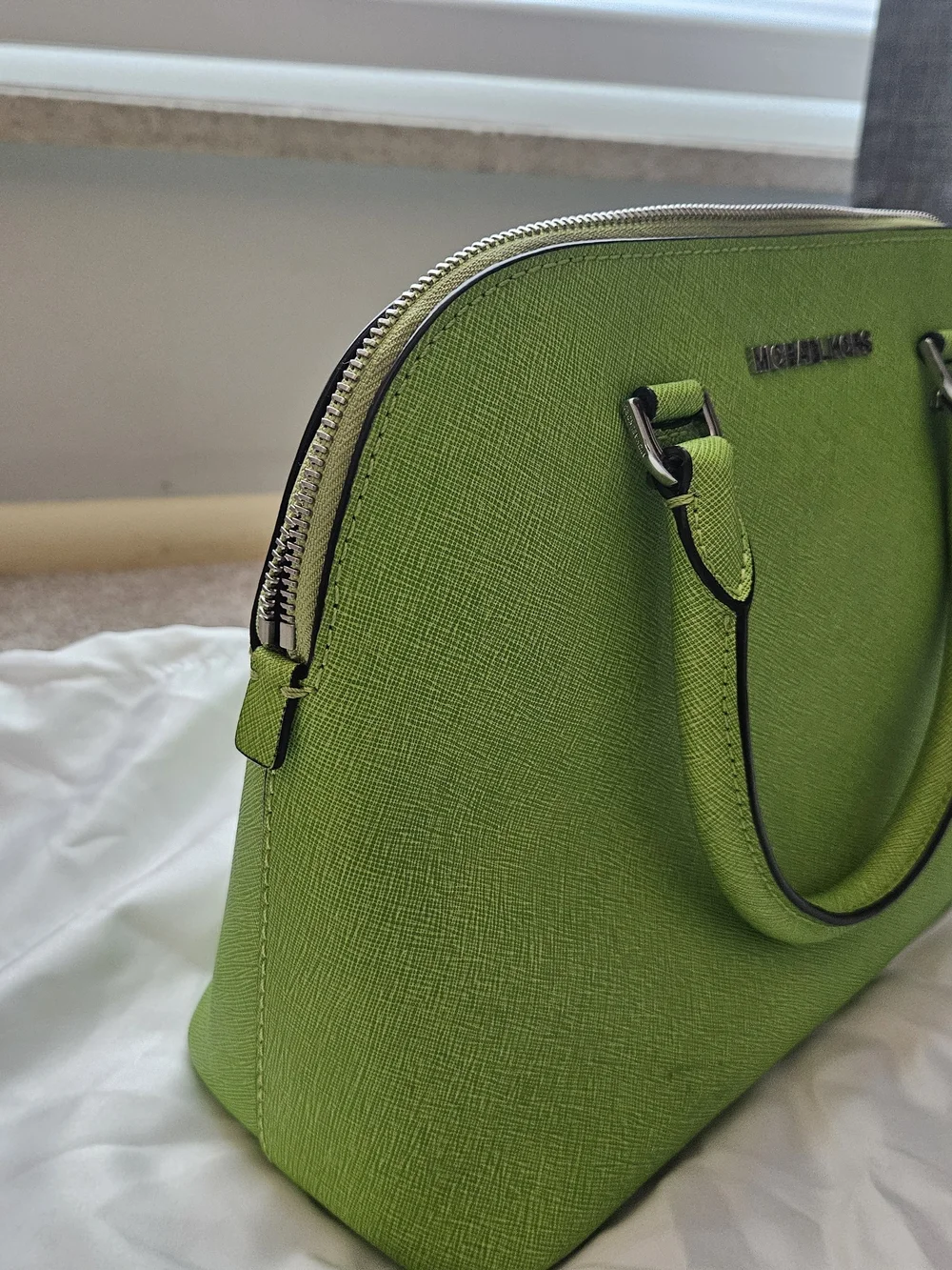 Michael Kors Green Saffiano Dome Satchel